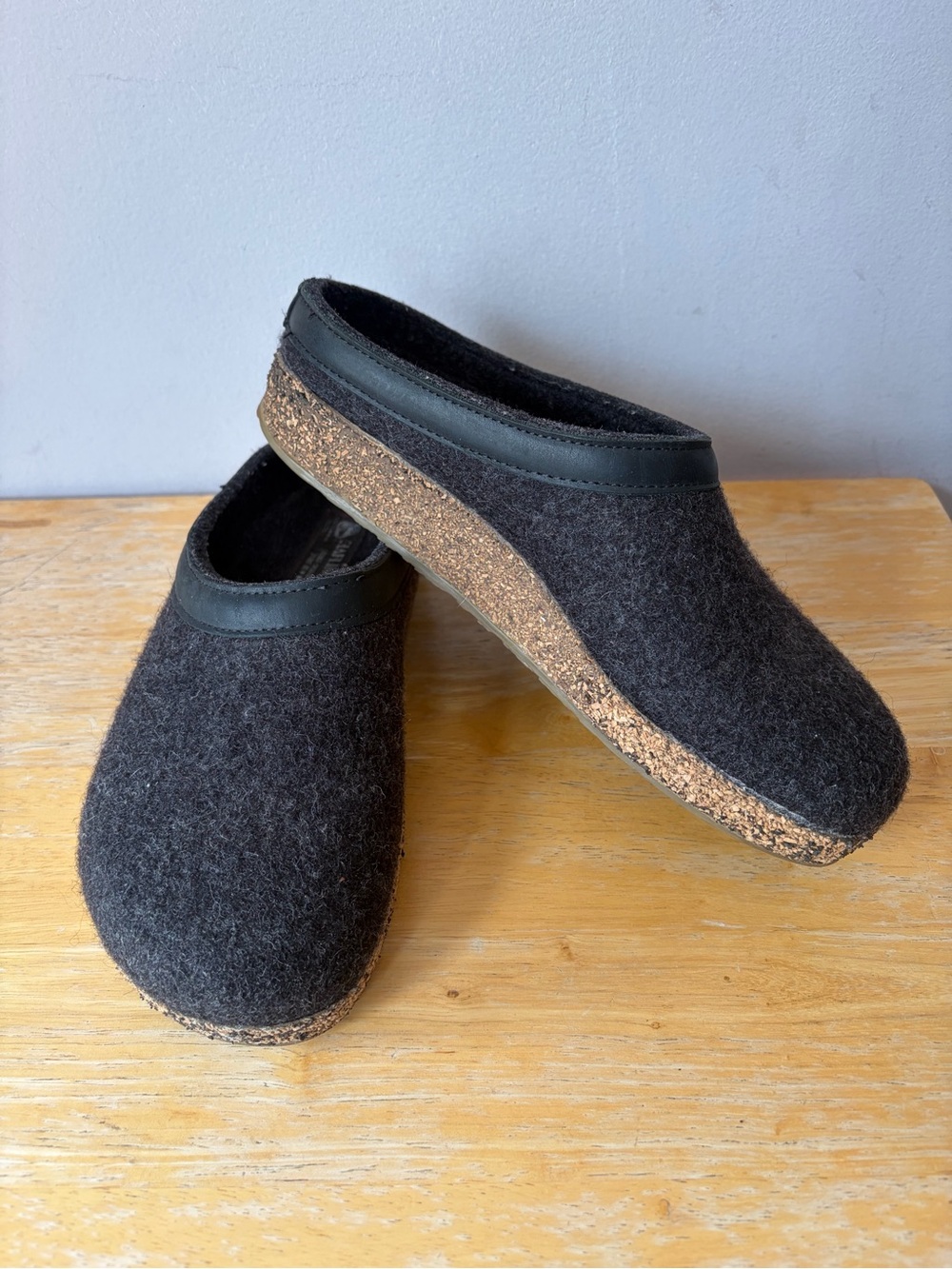 Haflinger Grizzly Wool Leather Trim Sleep On Clogs